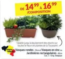 De - Vasques rondes, Vasques en zinc ou Jardinières rectangulaires