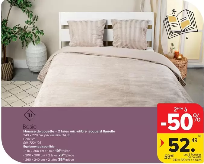 De - Housse de couette + 2 taies microfibre jacquard faneile