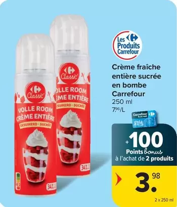 De - Crème fraîche entière sucrée en bombe