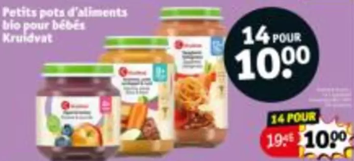 Petits pots d'aliments bio pour bébés