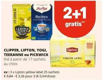De - CLIPPER, LIPTON, YOGI, TEEKANNE ou PICKWICK