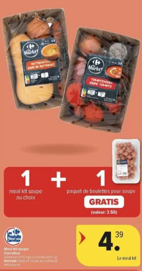 Nu - meal kit soupe au choix + paquet de boulettes pour soupe