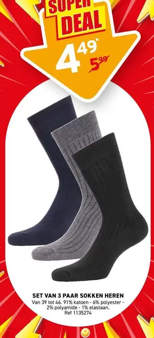 SET VAN 3 PAAR SOKKEN HEREN