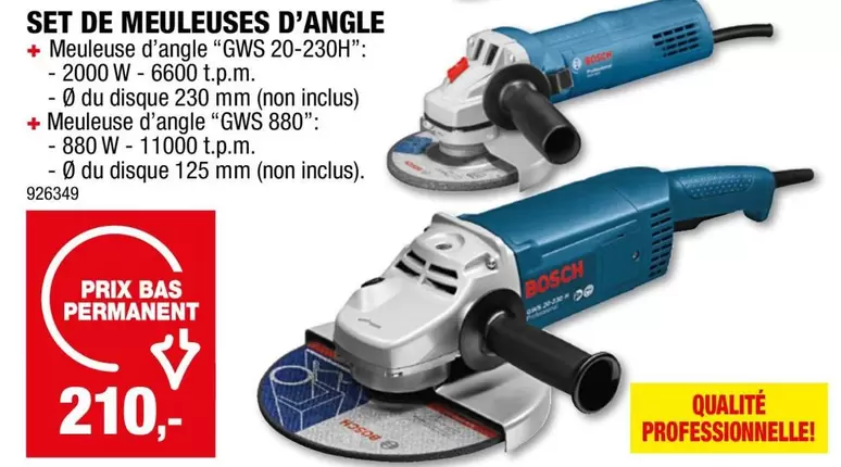Bosch - Meuleuse d'angle "GWS 20-230H", Meuleuse d'angle "GWS 880"
