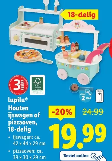 Houten ijswagen of pizzaoven, 18-delig