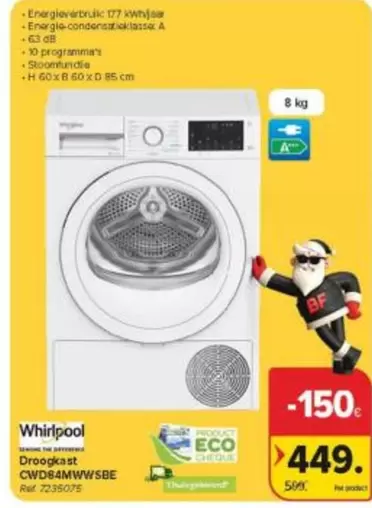 Whirlpool - Droogkast CWD64MWWSBE