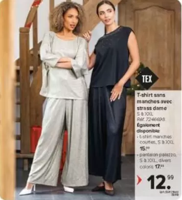 T-shirt sans manches avec strass dame