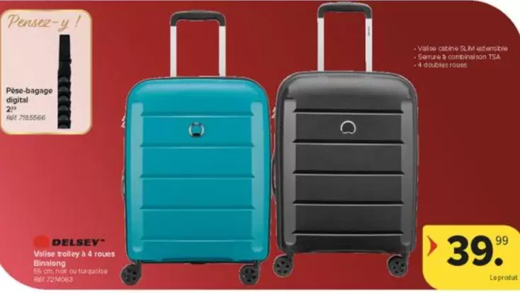 Valise trolley 54 cm quatre doubles