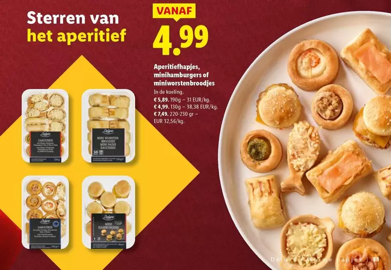 De - Aperitiefhapjes, minihamburgers of miniworstebroodjes