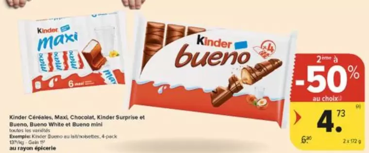 White - Kinder Céréales, Maxi, Chocolat, Kinder Surprise et Bueno, Bueno  et Bueno mini