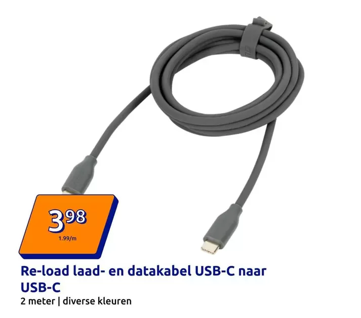 Re-load laad- en datakabel USB-C naar USB-C