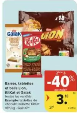 Lion - Barres, tablettes et bails , KitKat et Galak