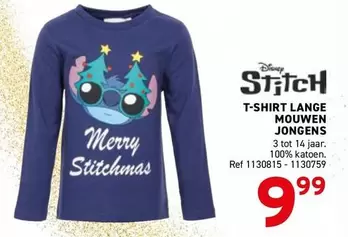 Stitch - T-SHIRT LANGE MOUWEN JONGENS