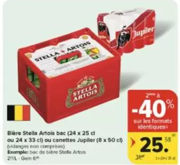 Jupiler - Stella Artois bac ou canettes