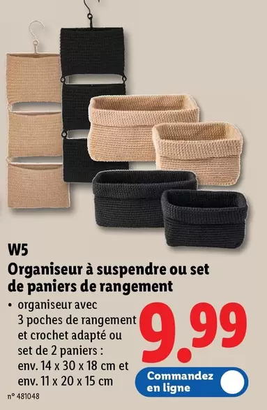 De - Organiseur à suspendre ou set de paniers de rangement