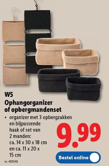 Ophangorganizer of opbergmandenset