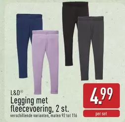 Legging met fleecevoering, 2 st.