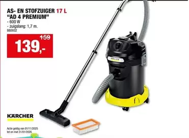 Karcher - AS- EN STOFZUIGER 17 L "AD 4 PREMIUM"