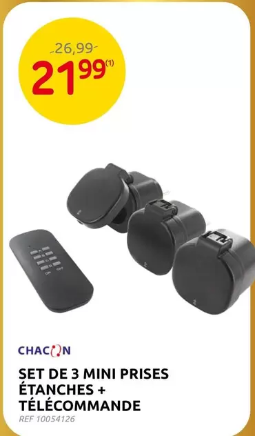 De - SET DE 3 MINI PRISES ÉTANCHES + TÉLÉCOMMANDE