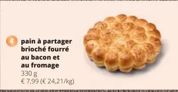 pain à partager brioché fourré au bacon et au fromage