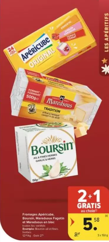 De - Apéricube, Boursin, Mini cubes Papillon et Manonseaux en bloc