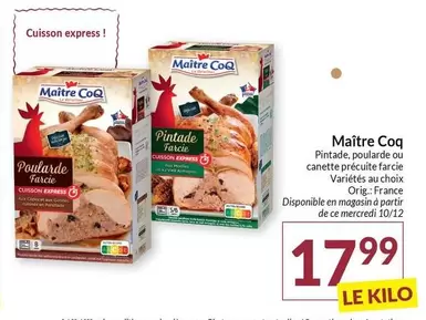 Express - Pintade, poularde ou canette précuite farcie