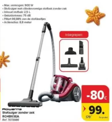 De - Stofzuiger zonder zak RO4863EA