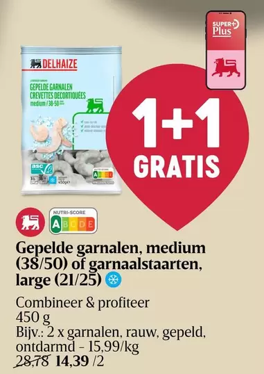 Large - Gepelde garnalen, medium (38/50) of garnaalstaarten, large (21/25)