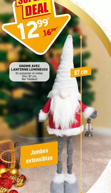 GNOME AVEC LANTERNE LUMINEUSE