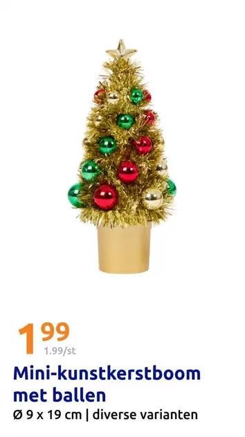 Mini-kunstkerstboom met ballen