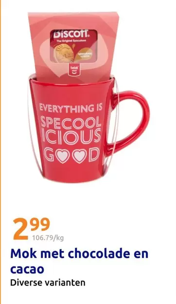 Mok met chocolade en cacao