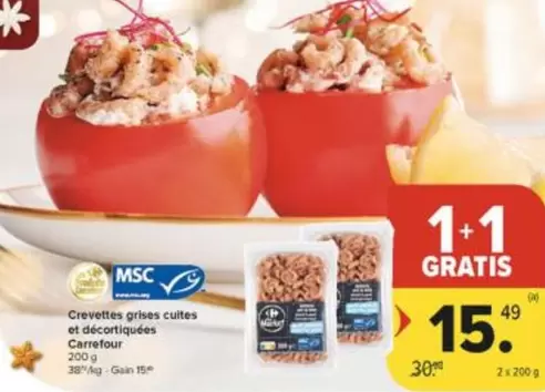 Crevettes grises cuites et décortiquées