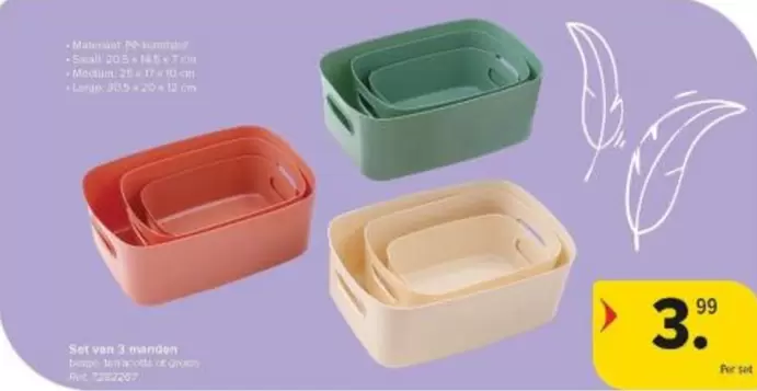 Large - Set van 3 mandjes