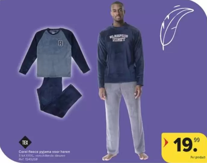 Coral fleece pyjama voor heren