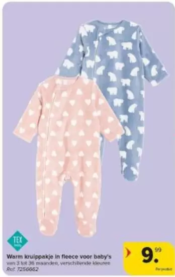 Warm kruippakje in fleece voor baby's