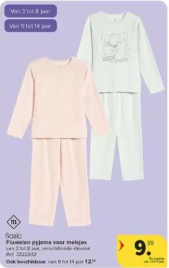 Fluwelen pyjama voor meisjes