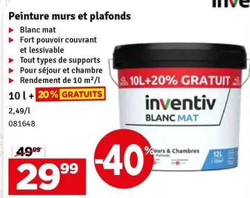 De - Peinture murs et plafonds Blanc mat