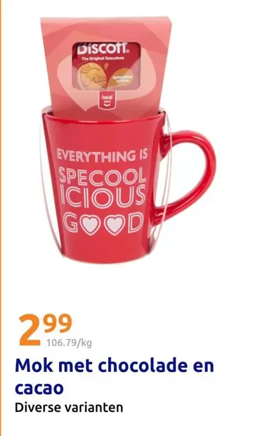 Mok met chocolade en cacao