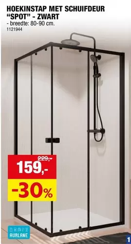 HOEKINSTAP MET SCHUIFDEUR "SPOT" - ZWART