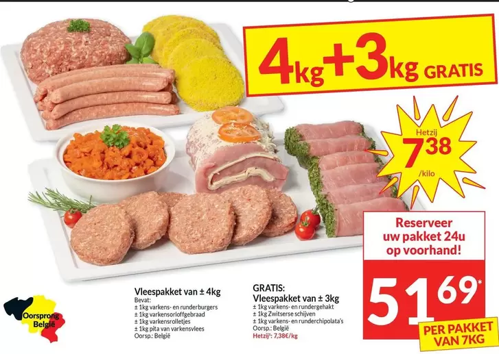 Vleespakket van ± 4kg