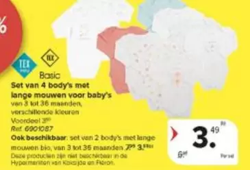 De - Set van 4 body's met lange mouwen voor baby's