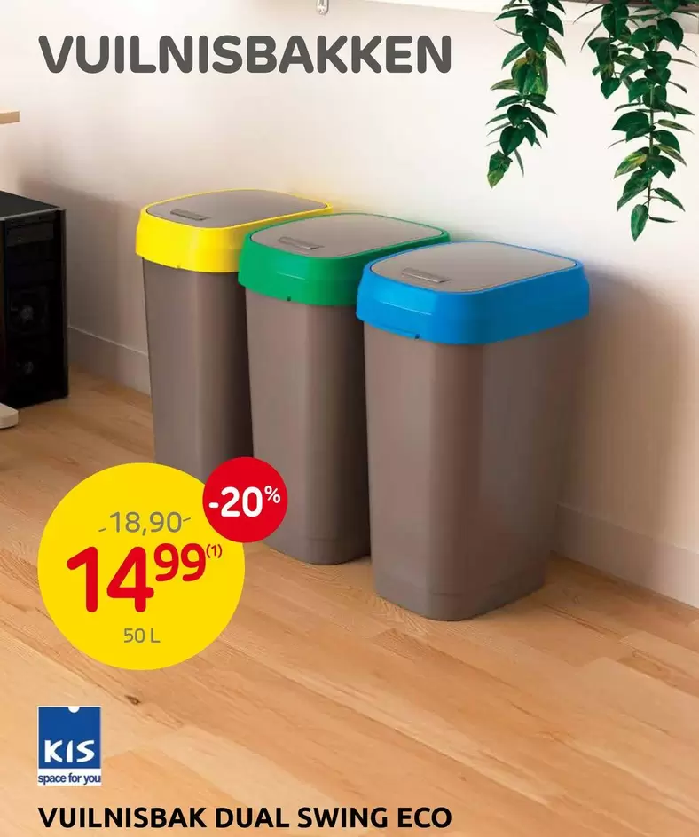 Kis - VUILNISBAK DUAL SWING ECO