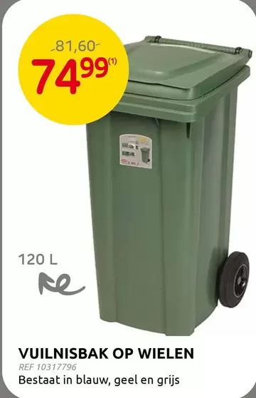 VUILNISBAK OP WIELEN
