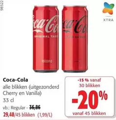 Coca Cola - alle blikken (uitgezonderd Cherry en Vanilla)