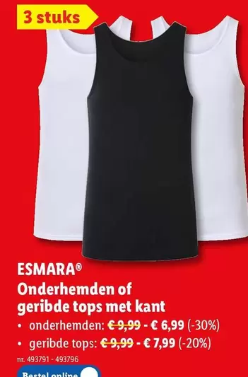 Onderhemden of geribde tops met kant