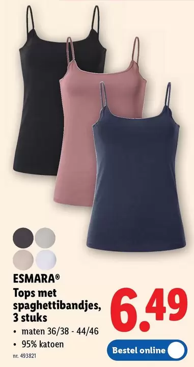 Tops met spaghettibandjes, 3 stuks