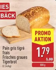 Pain gris tigré frais Frisches graues Tigerbrot