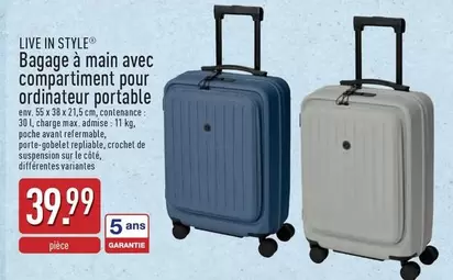Live - Bagage à main avec compartiment pour ordinateur portable