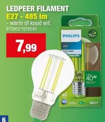 Philips - LEDPEER FILAMENT E27 - 485 Im