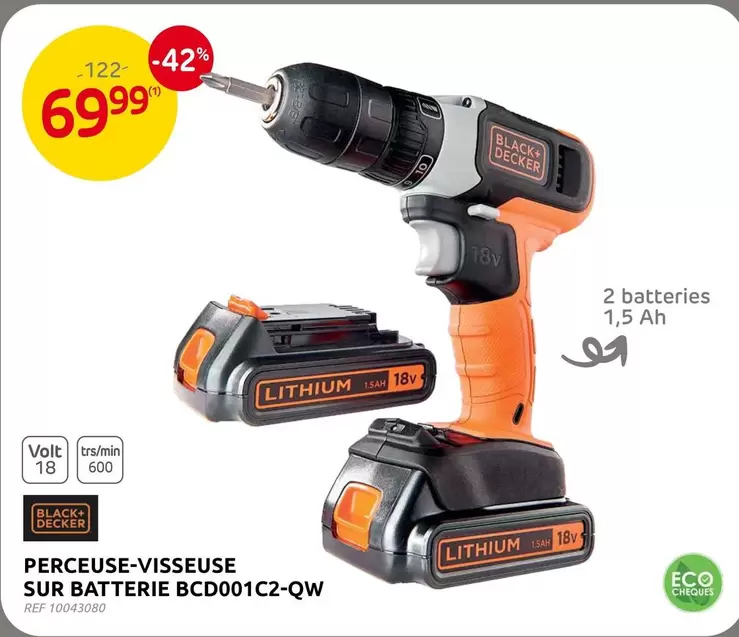 Black - PERCEUSE-VISSEUSE SUR BATTERIE BCD001C2-QW